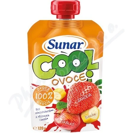 Sunar COOL Fruit Plátano, fresas, manzanas 1×120 g, Plátano, fresas, manzanas, 12m+