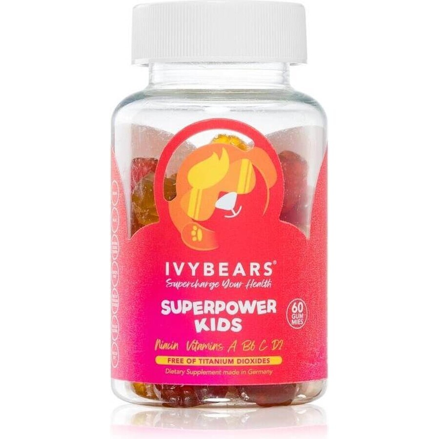 IvyBears Superpower Kids vitaminas para niños 1×60 uds, complemento alimenticio