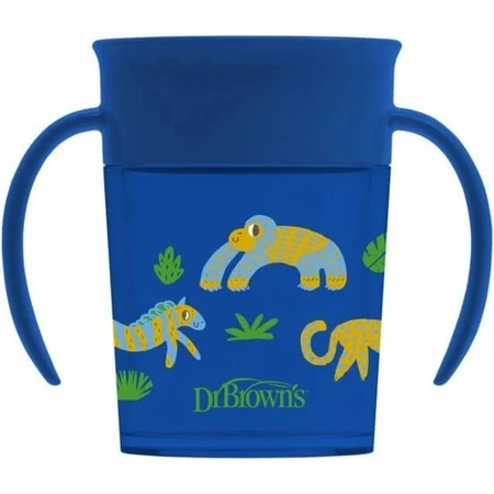 DR.BROWNS Taza Cheers 360° JUNGLE 6M+ JUNGLE 6M+ azul 1×200 ml, beber sin gotear ni vomitar