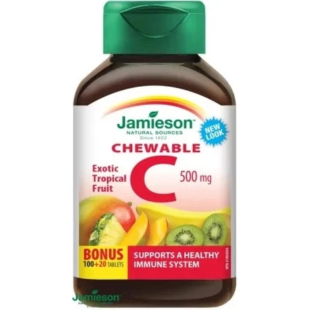 JAMIESON VITAMINE C 500 mg fruit tropical 1×120 tbl, VITAMINE C, fruit tropical