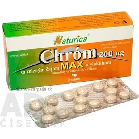 Naturica CHROM with green tea and fiber 1×30 pcs, tbl (chromium 35 µg)