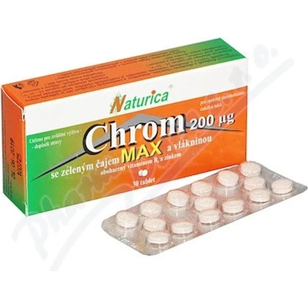 Naturica CHROM with green tea and fiber 1×30 pcs, tbl (chromium 35 µg)