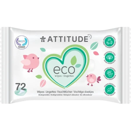 ATTITUDE Ongeparfumeerde vochtige doekjes 1×72 stuks, vochtige doekjes
