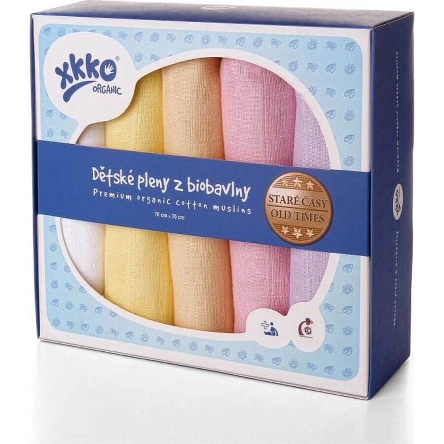 XKKO Bio-Baumwollwindeln Old Times, Jungen, 70x70, 5 Stück 1×1 Stück
