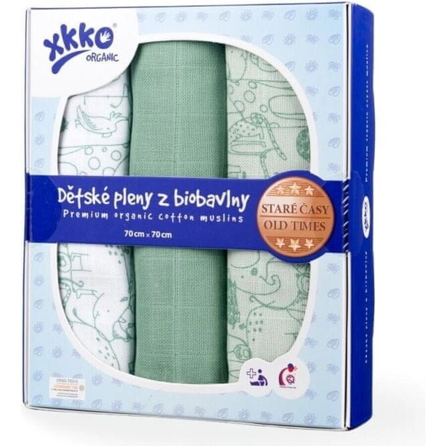 XKKO Bio-Baumwollwindeln Old Times, Jungen, 70x70, 5 Stück 1×1 Stück