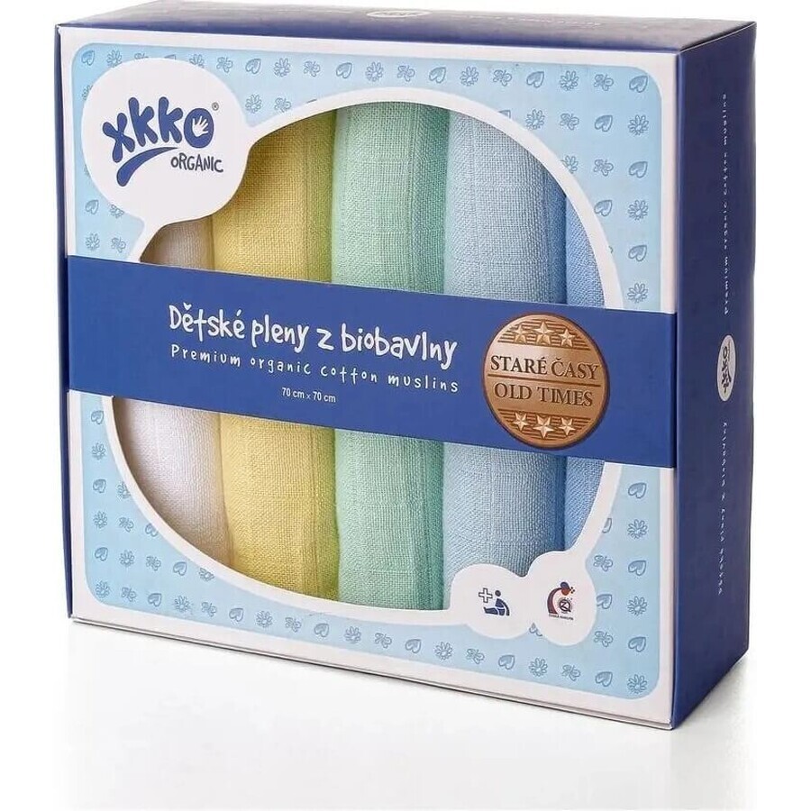 XKKO Bio-Baumwollwindeln Old Times, Jungen, 70x70, 5 Stück 1×1 Stück