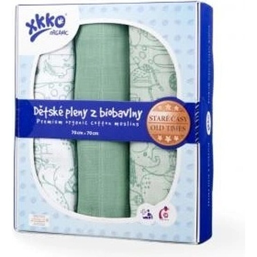XKKO Bio-Baumwollwindeln Old Times, Jungen, 70x70, 5 Stück 1×1 Stück