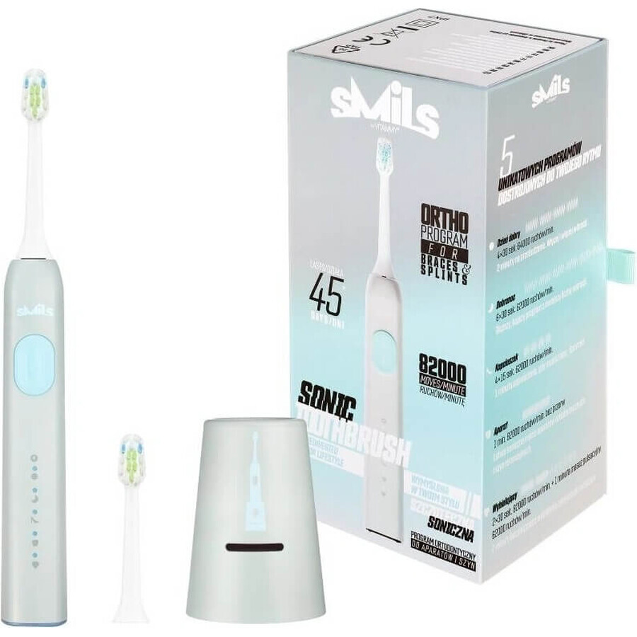 Vitammy Smils Spazzolino sonico con programma di pulizia per apparecchi ortodontici, grigio 1×2 pezzi, spazzolino elettrico