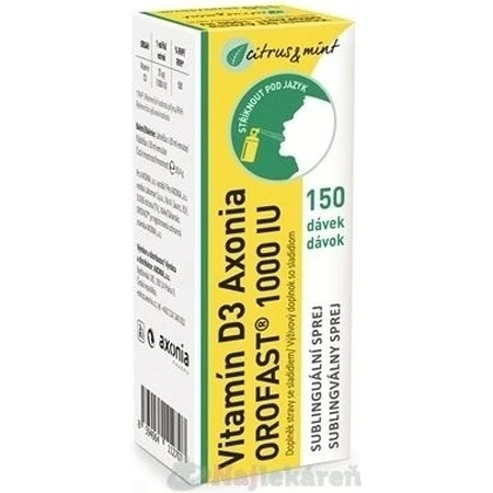 Vitamine D3 Axonia OROFAST OROFAST 1000 IU spray sublingual 150 doses 1x30 ml
