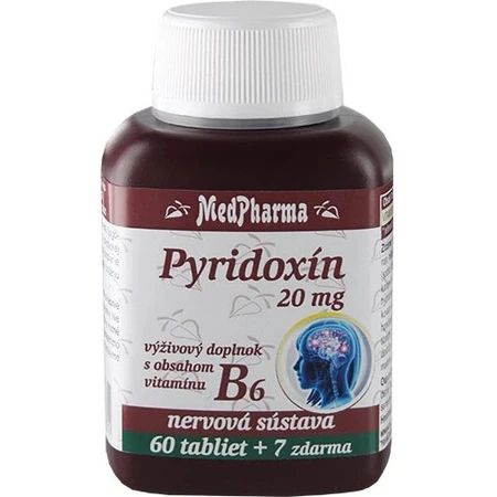 MedPharma PYRIDOXIN 20 mg (vitamina B6) 1×67 tbl, 60+7 gratis