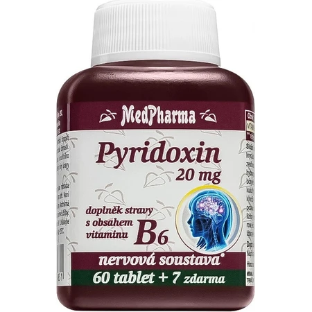 MedPharma PYRIDOXIN 20 mg (vitamina B6) 1×67 tbl, 60+7 gratis
