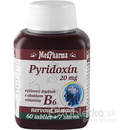 MedPharma PYRIDOXIN 20 mg (vitamina B6) 1×67 tbl, 60+7 gratis