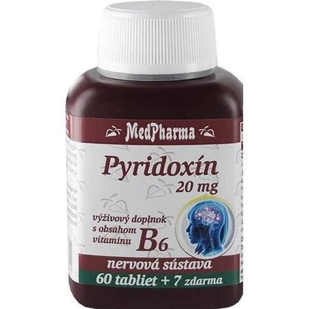 MedPharma PYRIDOXIN 20 mg (vitamina B6) 1×67 tbl, 60+7 gratis
