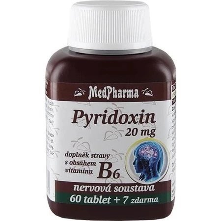 MedPharma PYRIDOXIN 20 mg (vitamina B6) 1×67 tbl, 60+7 gratis