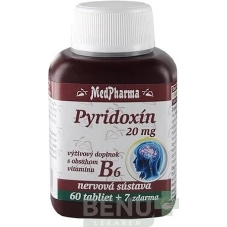 MedPharma PYRIDOXIN 20 mg (vitamina B6) 1×67 tbl, 60+7 gratis