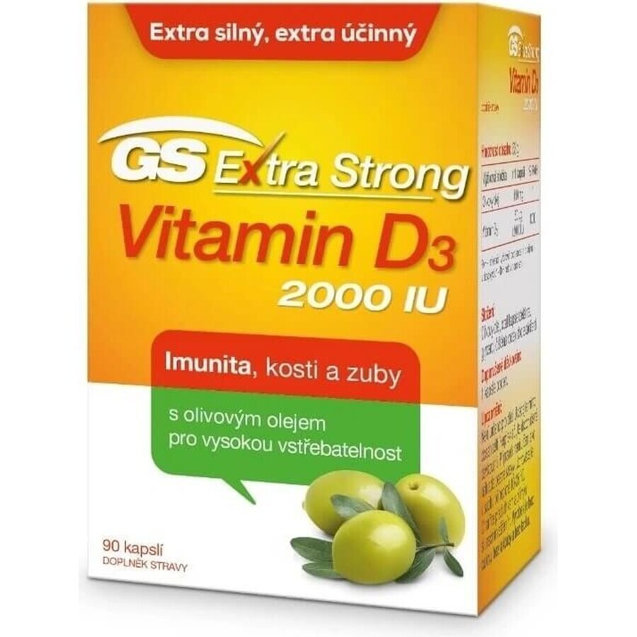 GS Extra Fuerte Vitamina D3 2000 UI 1x90 cps, complementos alimenticios