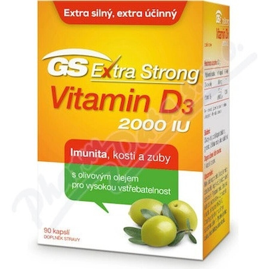 GS Extra Fuerte Vitamina D3 2000 UI 1x90 cps, complementos alimenticios