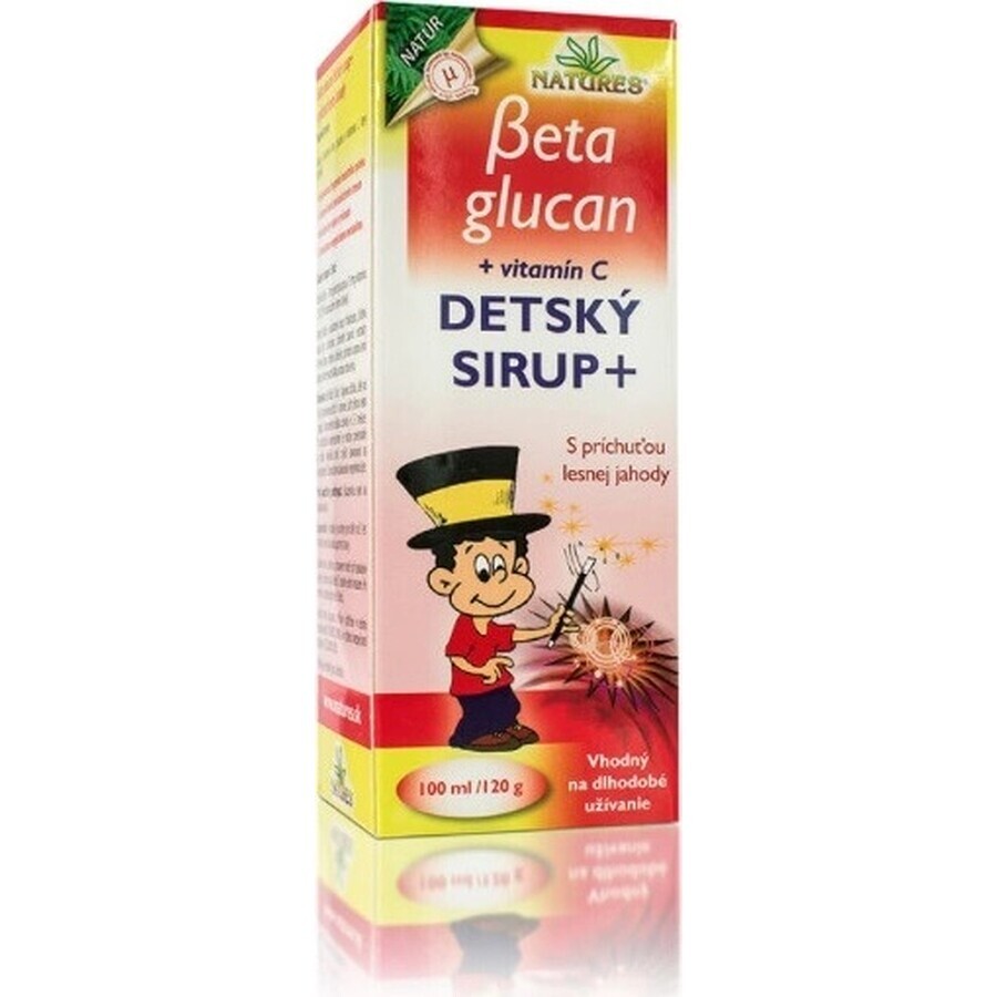 NATURES BETA GLUCAN CHILDREN'S SIRUP+ 1×100 ml, aromă de căpșuni sălbatice