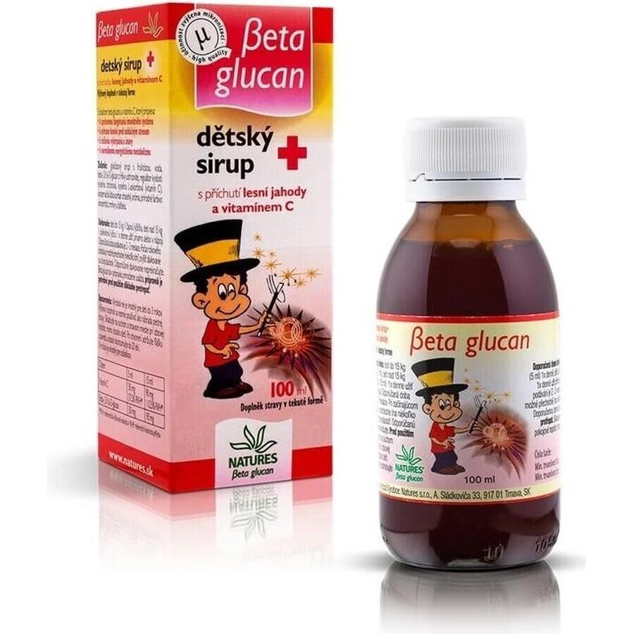 NATURES BETA GLUCAN CHILDREN'S SIRUP+ 1×100 ml, aromă de căpșuni sălbatice
