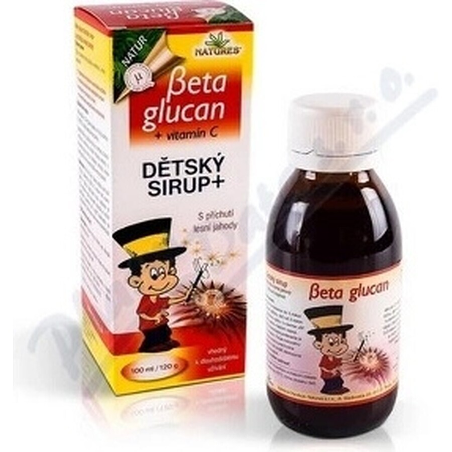 NATURES BETA GLUCAN CHILDREN'S SIRUP+ 1×100 ml, aromă de căpșuni sălbatice