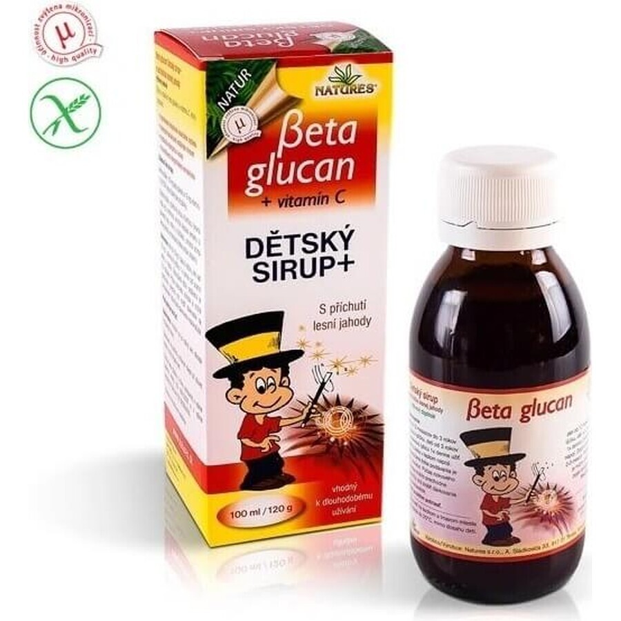 NATURES BETA GLUCAN CHILDREN'S SIRUP+ 1×100 ml, aromă de căpșuni sălbatice