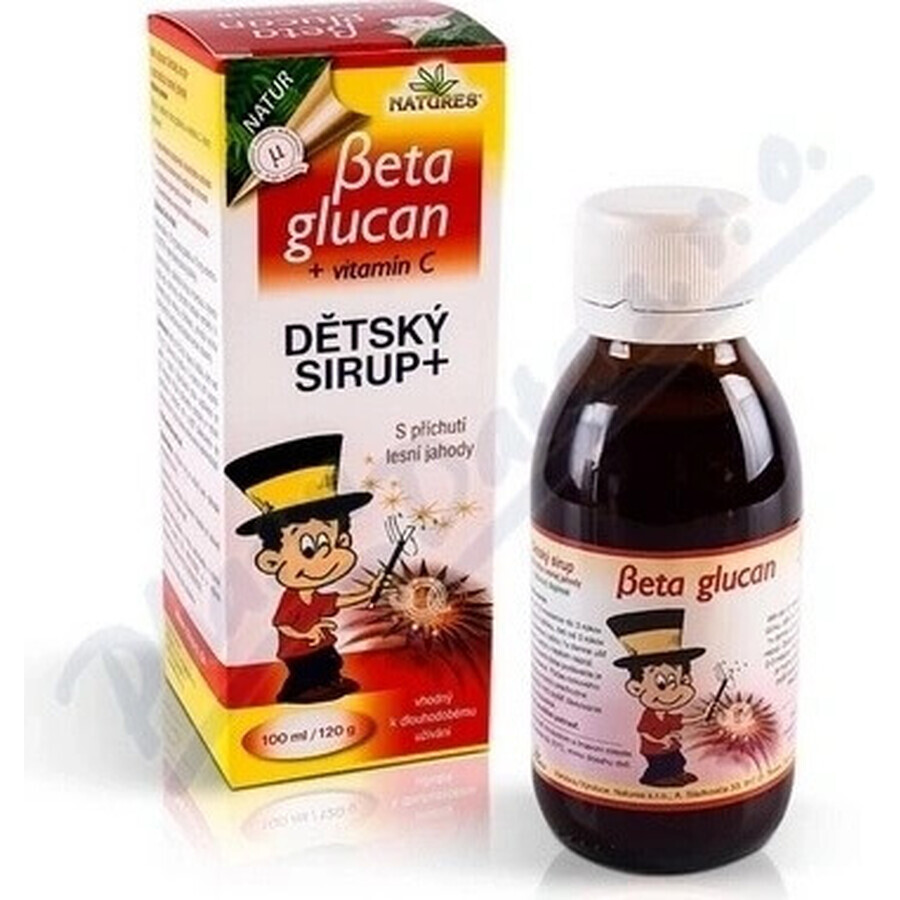 NATURES BETA GLUCAN CHILDREN'S SIRUP+ 1×100 ml, aromă de căpșuni sălbatice