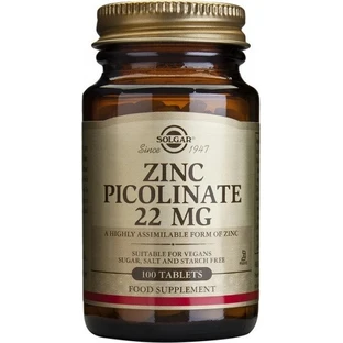 Solgar Zinc 22 mg Picolinato de Zinc 100 comprimidos 1×100 tbl, complemento alimenticio