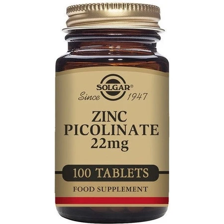 Solgar Zinc 22 mg Picolinato de Zinc 100 comprimidos 1×100 tbl, complemento alimenticio