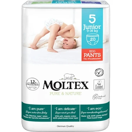 Moltex Pure & Nature Braga Pañal Stretch Junior 9 -14 kg 1×20 piezas, braga pañal