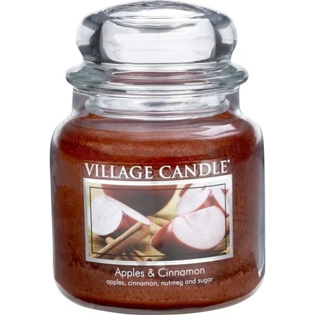 Village Candle Bougie parfumée en verre - Pomme et cannelle, moyenne 1×1 pc
