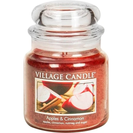 Village Candle Bougie parfumée en verre - Pomme et cannelle, moyenne 1×1 pc