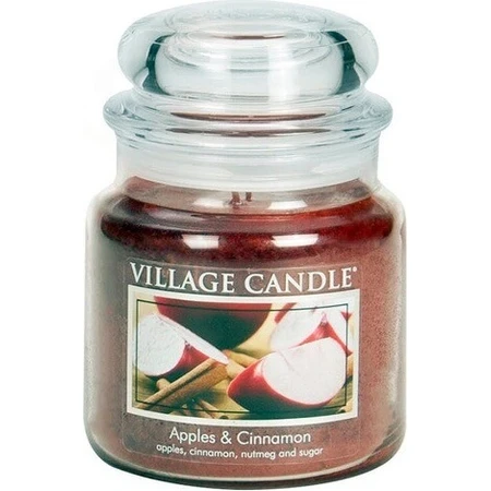Village Candle Bougie parfumée en verre - Pomme et cannelle, moyenne 1×1 pc