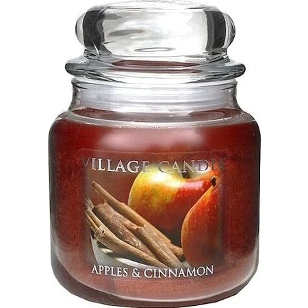 Village Candle Bougie parfumée en verre - Pomme et cannelle, moyenne 1×1 pc