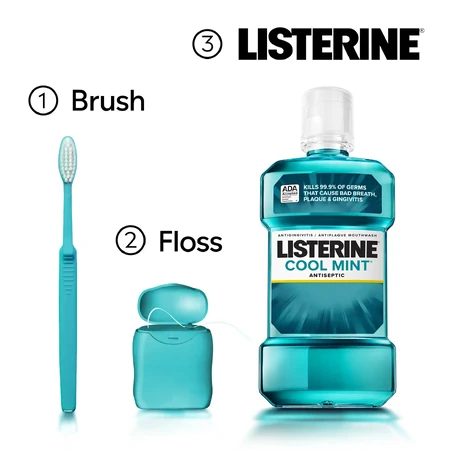 Rince-bouche antiseptique Listerine Cool Mint, 250 ml, Johnson&amp;Johnson