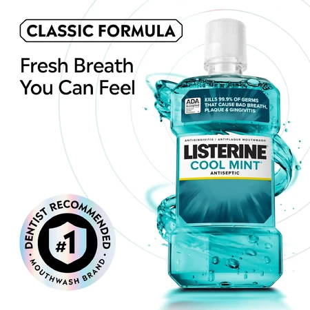 Rince-bouche antiseptique Listerine Cool Mint, 250 ml, Johnson&amp;Johnson