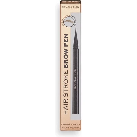 Revolution Hair Stroke Brow Pen Marrón Medio 1×0,50 ml, lápiz de cejas