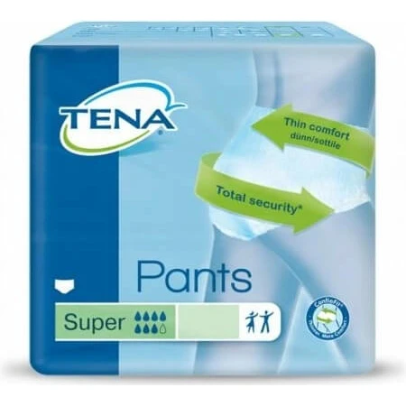 TENA PANTS SUPER LARGE 1×12 Stück, elastische, saugfähige Slips, Absorption 2010 ml, Hüftumfang 100-135 cm