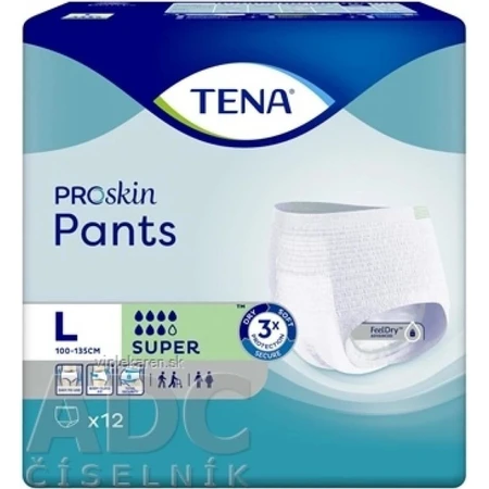 TENA PANTS SUPER LARGE 1×12 Stück, elastische, saugfähige Slips, Absorption 2010 ml, Hüftumfang 100-135 cm