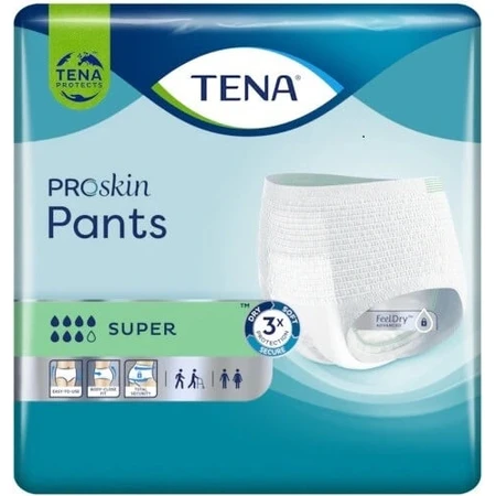 TENA PANTS SUPER LARGE 1×12 Stück, elastische, saugfähige Slips, Absorption 2010 ml, Hüftumfang 100-135 cm
