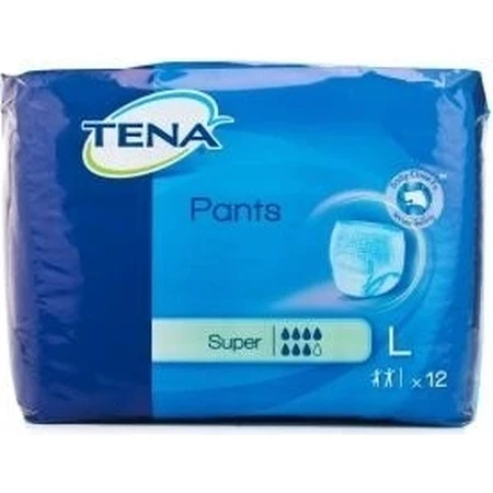 TENA PANTS SUPER LARGE 1×12 Stück, elastische, saugfähige Slips, Absorption 2010 ml, Hüftumfang 100-135 cm