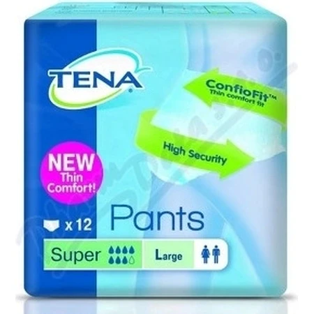 TENA PANTS SUPER LARGE 1×12 Stück, elastische, saugfähige Slips, Absorption 2010 ml, Hüftumfang 100-135 cm
