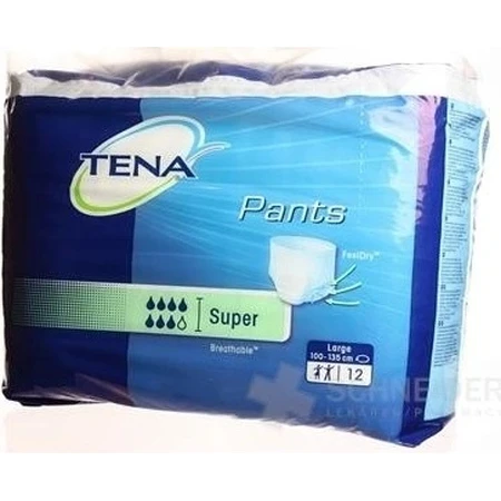 TENA PANTS SUPER LARGE 1×12 Stück, elastische, saugfähige Slips, Absorption 2010 ml, Hüftumfang 100-135 cm