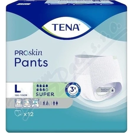 TENA PANTS SUPER LARGE 1×12 Stück, elastische, saugfähige Slips, Absorption 2010 ml, Hüftumfang 100-135 cm