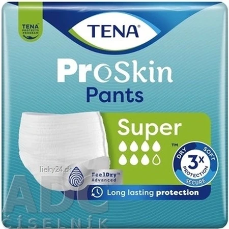 TENA PANTS SUPER LARGE 1×12 Stück, elastische, saugfähige Slips, Absorption 2010 ml, Hüftumfang 100-135 cm