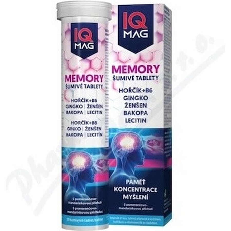 IQ Mag Memory, sinaasappel-mandarijn 1×20 tbl, voedingssupplement