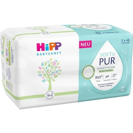 HiPP Babysanft Zachte & Pure Reinigingsdoekjes 3 x 48 stuks 3×48 stuks, vochtige doekjes