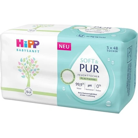 HiPP Babysanft Zachte & Pure Reinigingsdoekjes 3 x 48 stuks 3×48 stuks, vochtige doekjes