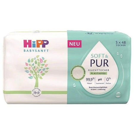 HiPP Babysanft Zachte & Pure Reinigingsdoekjes 3 x 48 stuks 3×48 stuks, vochtige doekjes