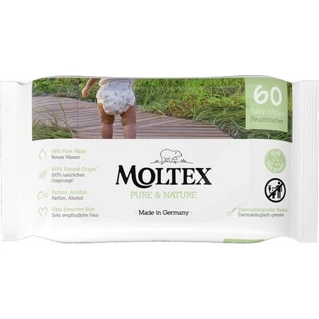 Moltex Pure & Nature EKO Pure & Nature EKO Feuchttücher auf Wasserbasis 1×60 Stück, Feuchttücher
