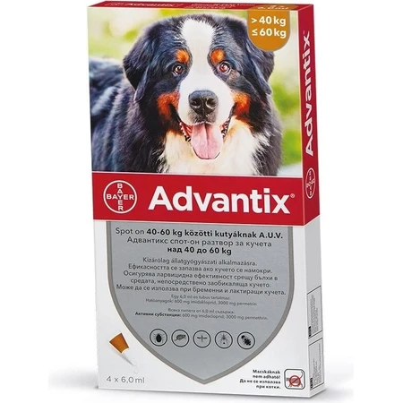 Advantix Spot-on for dogs from 40 to 60 kg (1 pipette) 1x6 ml